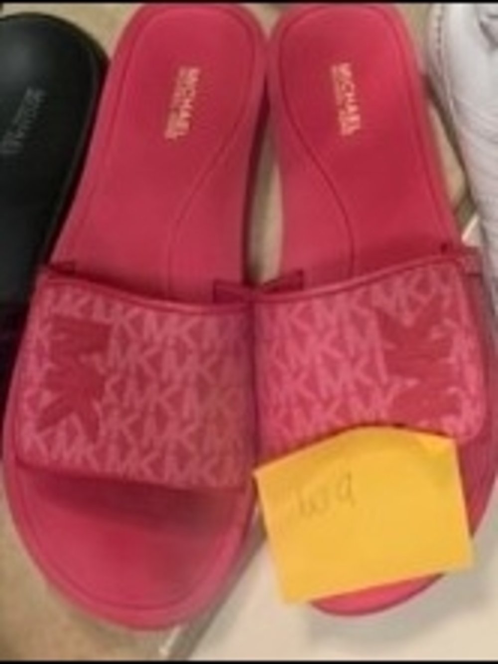 Michael Kors Women's Hot Pink MK Logo Slide Sandals